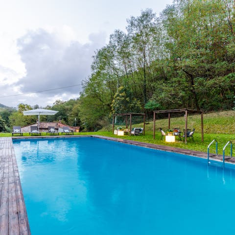 Spend quiet afternoons lounging by the private pool