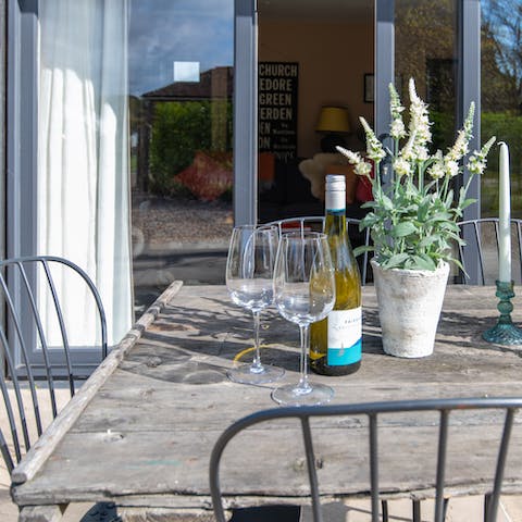 Enjoy a glass of wine on the terrace, while breathing in the fresh country air