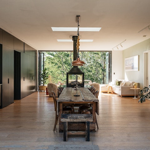 Light up the fireplace for cosy evenings indoors