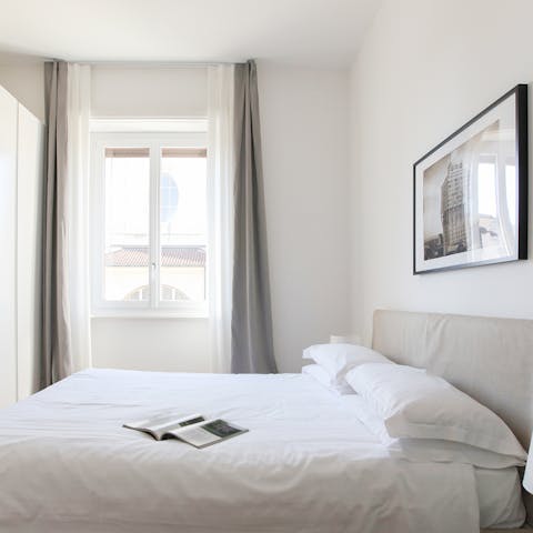 Wake up to light streaming through the windows