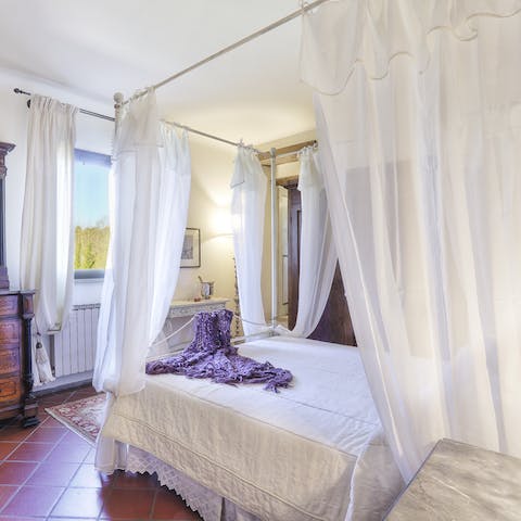 Wake up to stunning views of the Tuscan countryside