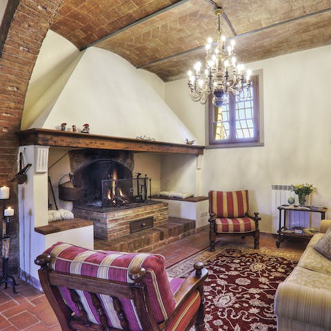 Savour a glass of Chianti as you unwind by the fire