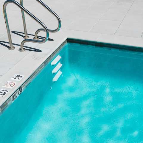 Notch up a few lengths in the communal infinity swimming pool