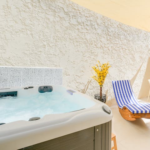 Unwind in the jacuzzi after a day exploring