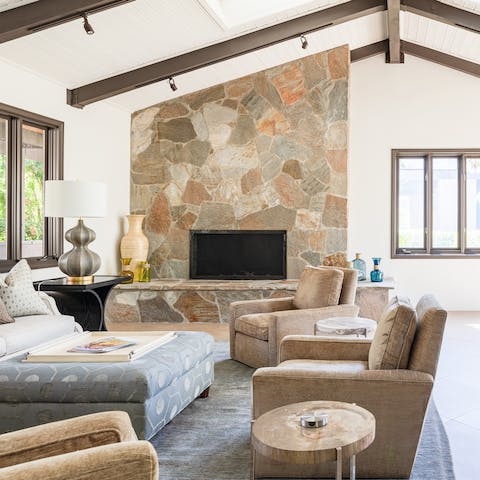 Light the fire on cooler evenings in the desert