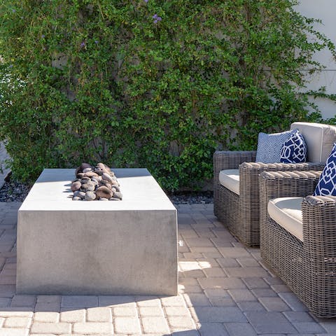 Gather around the fire pit for storytelling and stargazing
