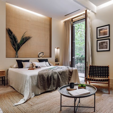 Wake up in the elegant bedroom with its pretty Juliet balconies