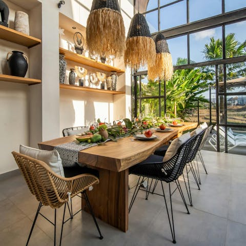 Enjoy a meal cooked by a private chef around the table