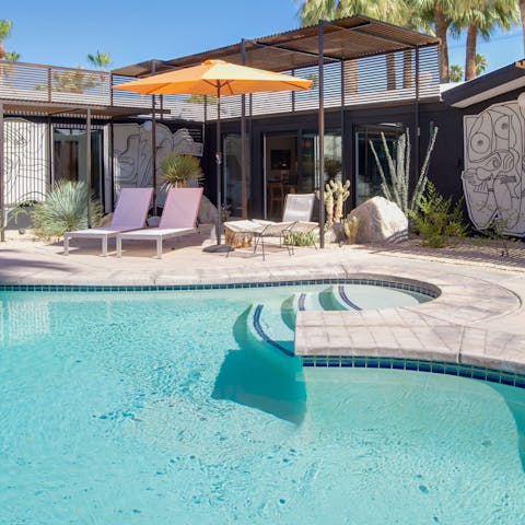 Dive into the glistening swimming pool