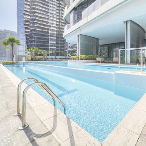 Refresh yourself in one of three on-site pools after shopping at the Dubai Mall