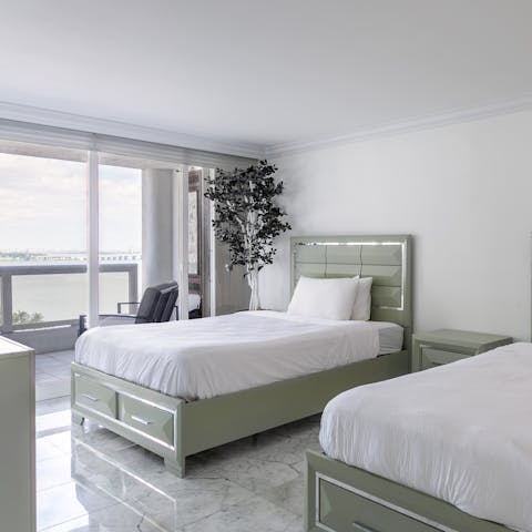 Wake up to views of Miami's glistening bay
