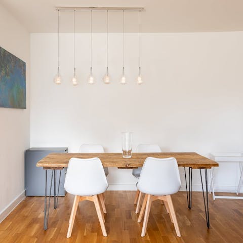 Enjoy a meal from the comfort of home in the dining area