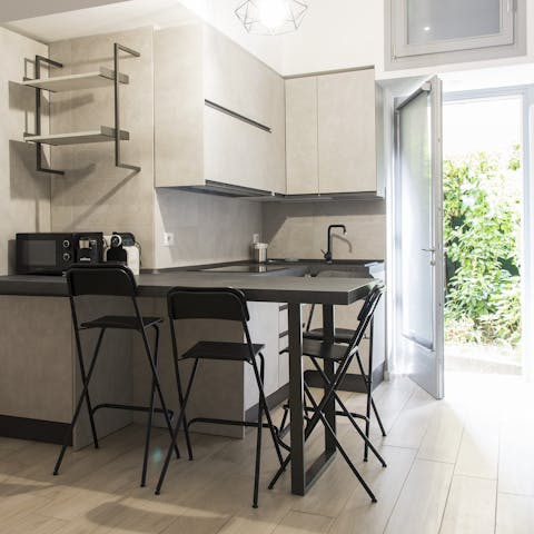 Start the day with an espresso at the breakfast bar