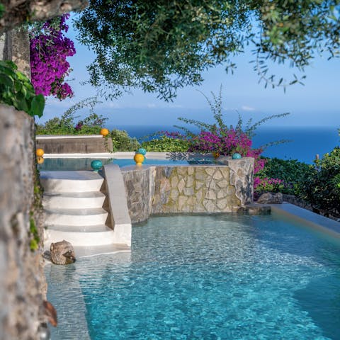 Admire stunning Amalfi Coast views from the clifftop pool