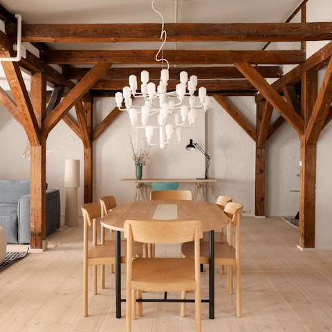 Get together under the timber beams for a family meal