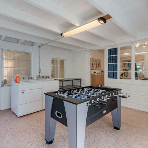 Enjoy a game night, with foosball and board games