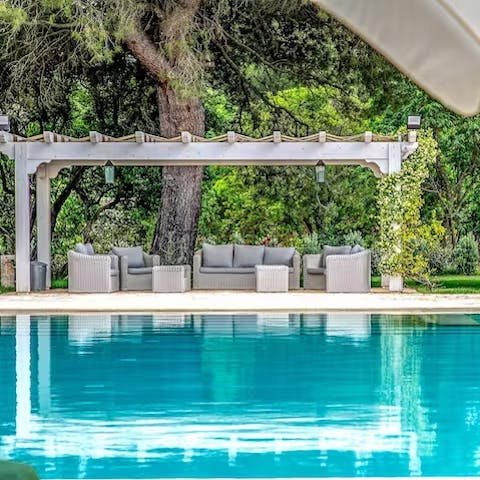 Savour the serenity of the picturesque pool and gardens