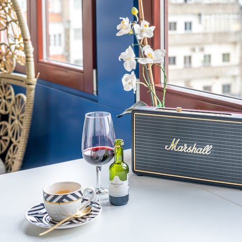 Take a seat in the covered balcony and enjoy a glass as the sun sets