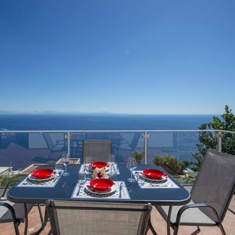 Serve up some Italian culinary delights at the alfresco dining area with a view