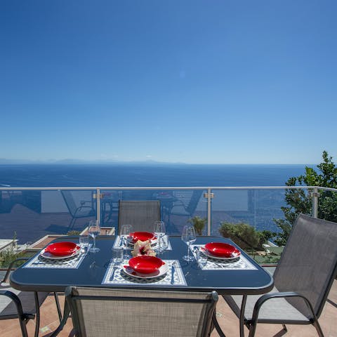 Serve up some Italian culinary delights at the alfresco dining area with a view