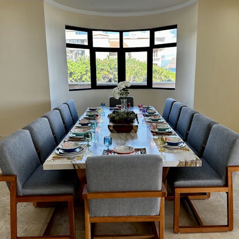 Tuck in to some delicious Mayan Papadzules or share a family recipe in the large dining area