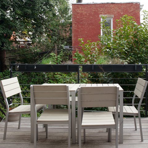 Enjoy evening drinks on the terrace while the sun goes down