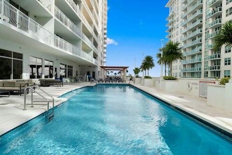 Cool off in the communal pool with open sky above