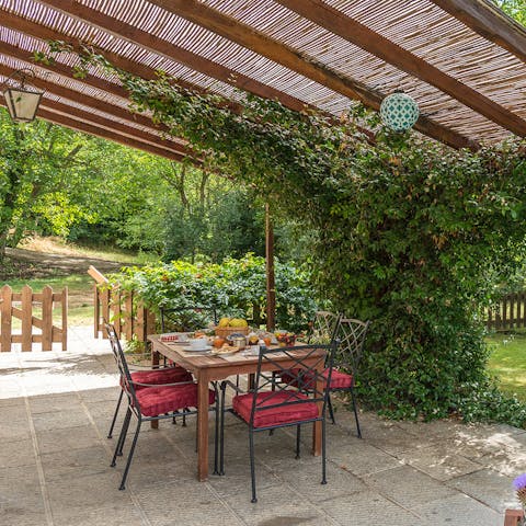 Dine alfresco on the shaded terrace