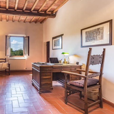 Catch up on emails from the home's office