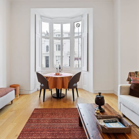 Wind down with evening drinks at home or stroll to a local bar