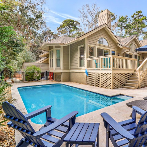 Spend the afternoon swimming in the private pool