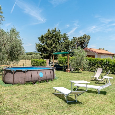 Cool off in the above-ground pool