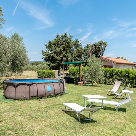 Cool off in the above-ground pool