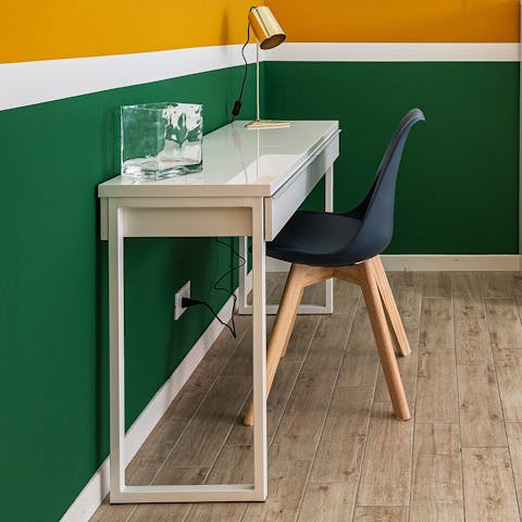 Catch up on emails or journal at the dedicated work space