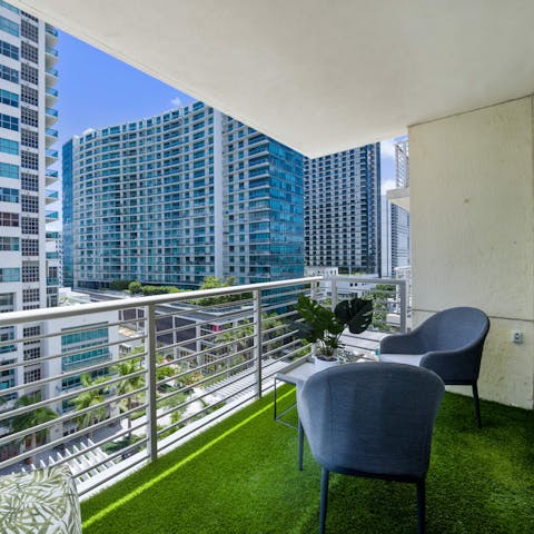 Enjoy a cup of coffee out on the balcony, breathing in the fresh air