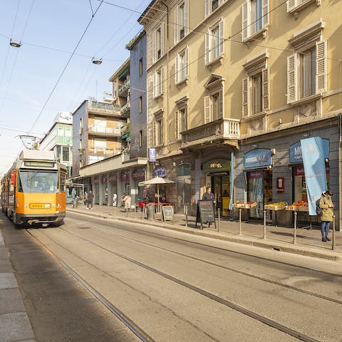 Take a wander through your neighbourhood – you're a five-minute walk from the eateries that line the Naviglio Pavese