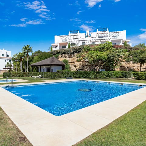 Splash about with your nearest and dearest in the communal pool