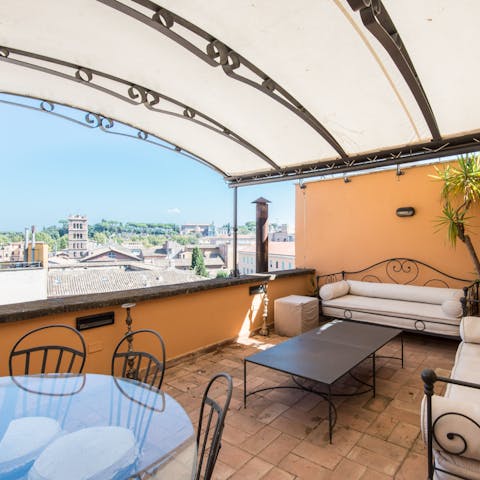 Admire the views from the private terrace
