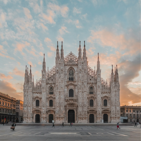 Marvel at the Gothic splendour of Duomo di Milano, just 200 metres away