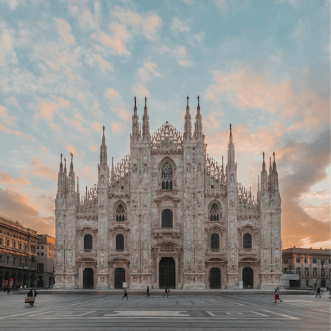 Marvel at the Gothic splendour of Duomo di Milano, just 200 metres away