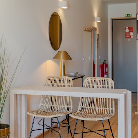 Catch up on work at the desk space