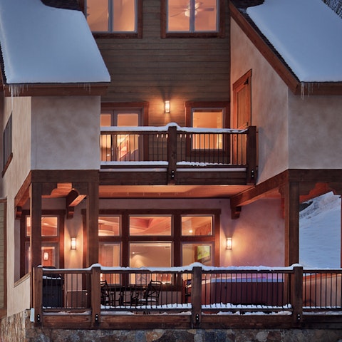 The covered deck hot tub