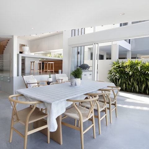 Gather for magical sunset drinks and meals on the terrace