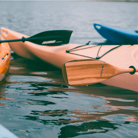 Make use of your host's kayaks and paddle directly off your pontoon