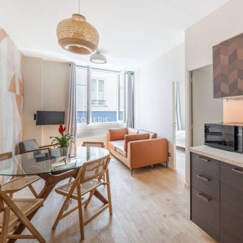 Enjoy a glass of French wine at the dining table