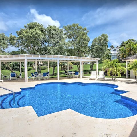 Head to the communal swimming pool for a morning dip