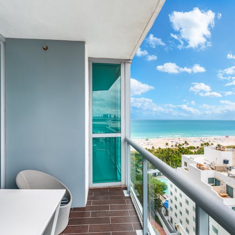 Gaze over the city skyline and South Beach to the ocean