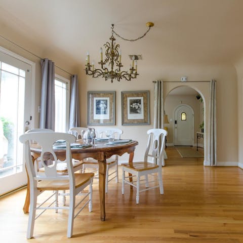 Serve up home-cooked meals in the classically furnished dining room