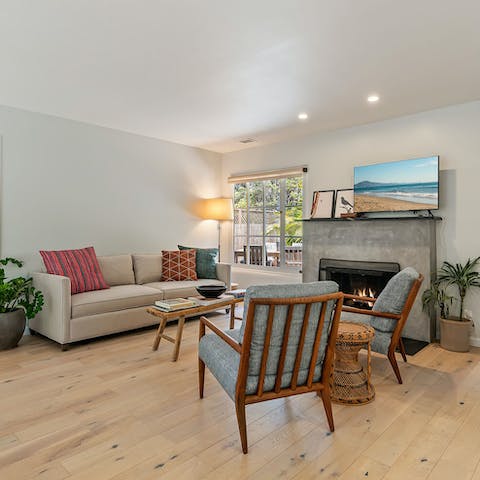 Feel right at home in the pared-down living area