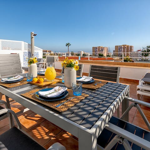 Enjoy breakfast from your sun-drenched terrace overlooking Benalmádena